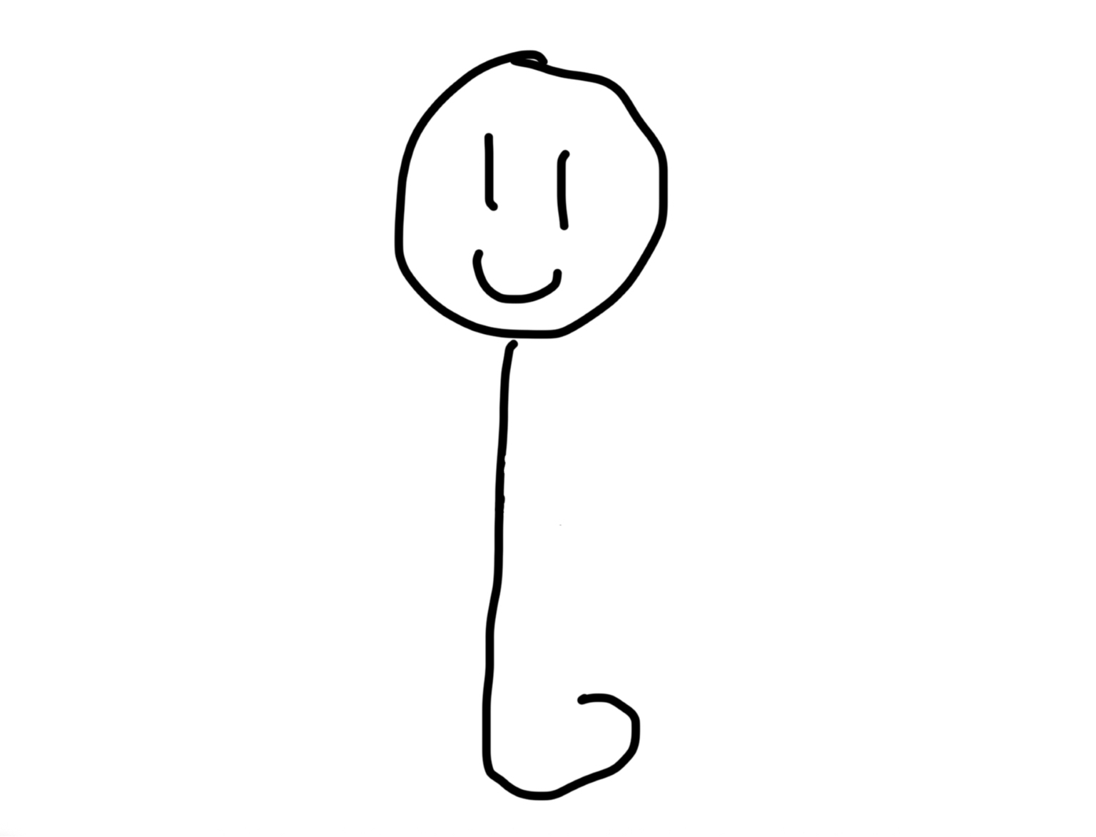 Seahorse Trusty: a stick figure with a curly tail